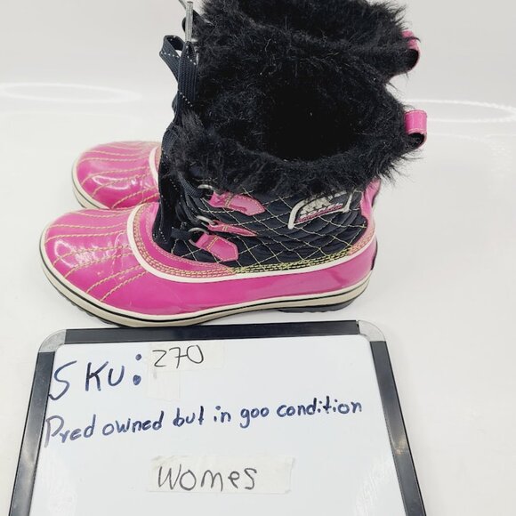 Sorel Women's Black Pink Torino Glossy Fur Ankle Winter Snow Boots Size 9 - Picture 8 of 8
